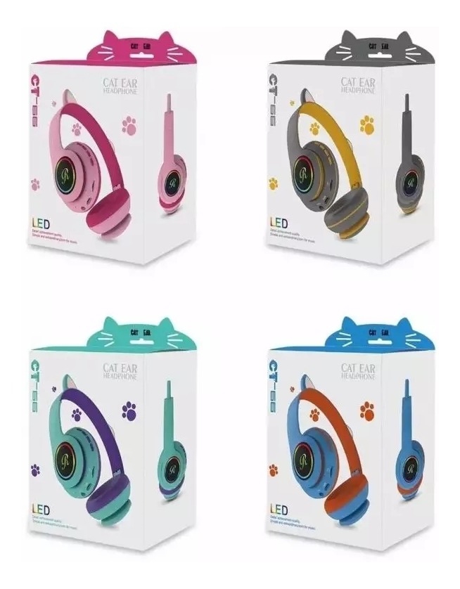 Foto 5 pulgar | Auriculares Bluetooth Pink-Fuch con Luces de Orejas de Gato - Venta Internacional