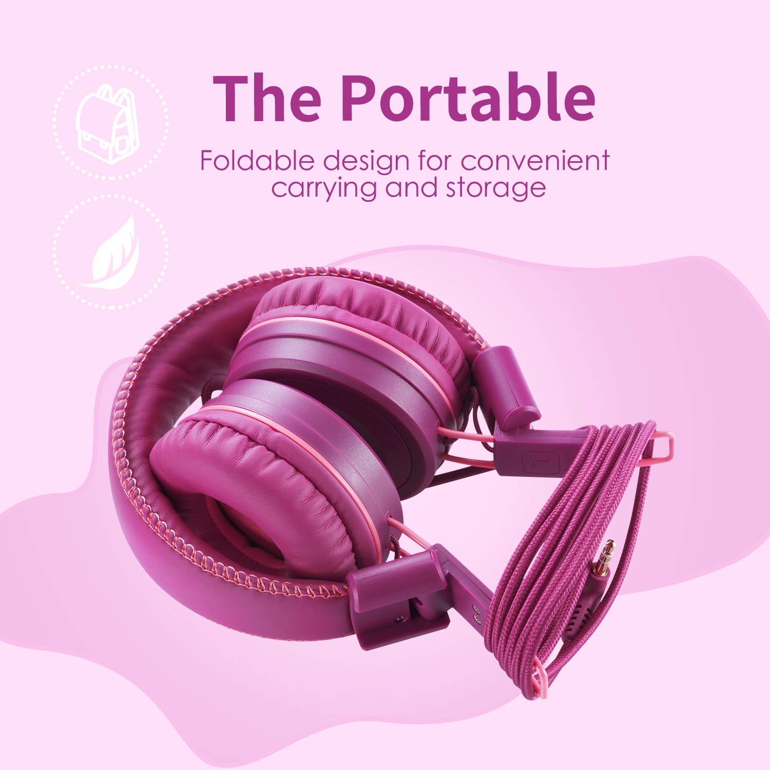 Foto 4 pulgar | Auriculares Powmee M1 Plegables Ajustables y Estéreo en color Morado para Niños