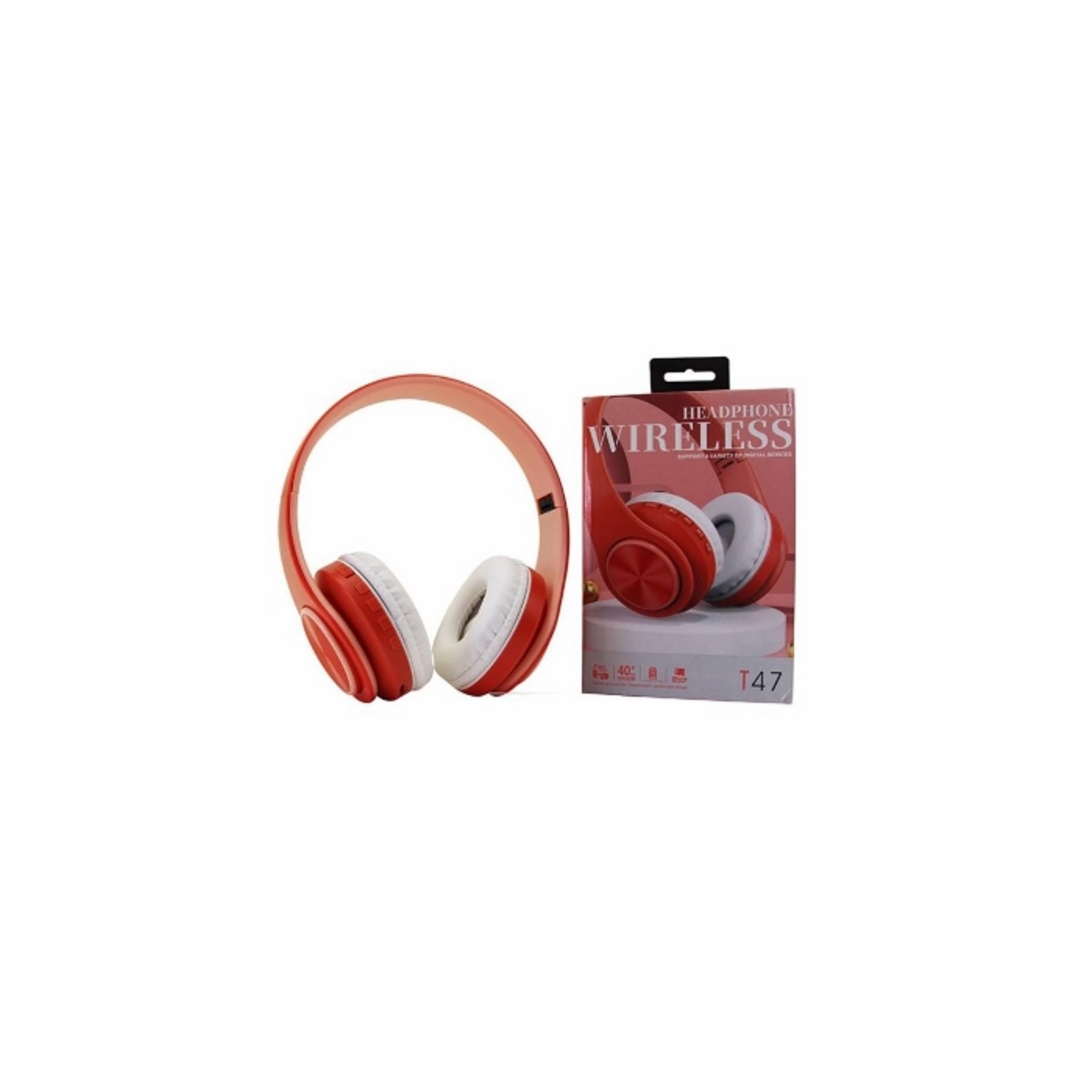 Foto 2 pulgar | Auriculares Inalámbricos T47 Bluetooth Estéreo Hifi Rojos - Venta Internacional