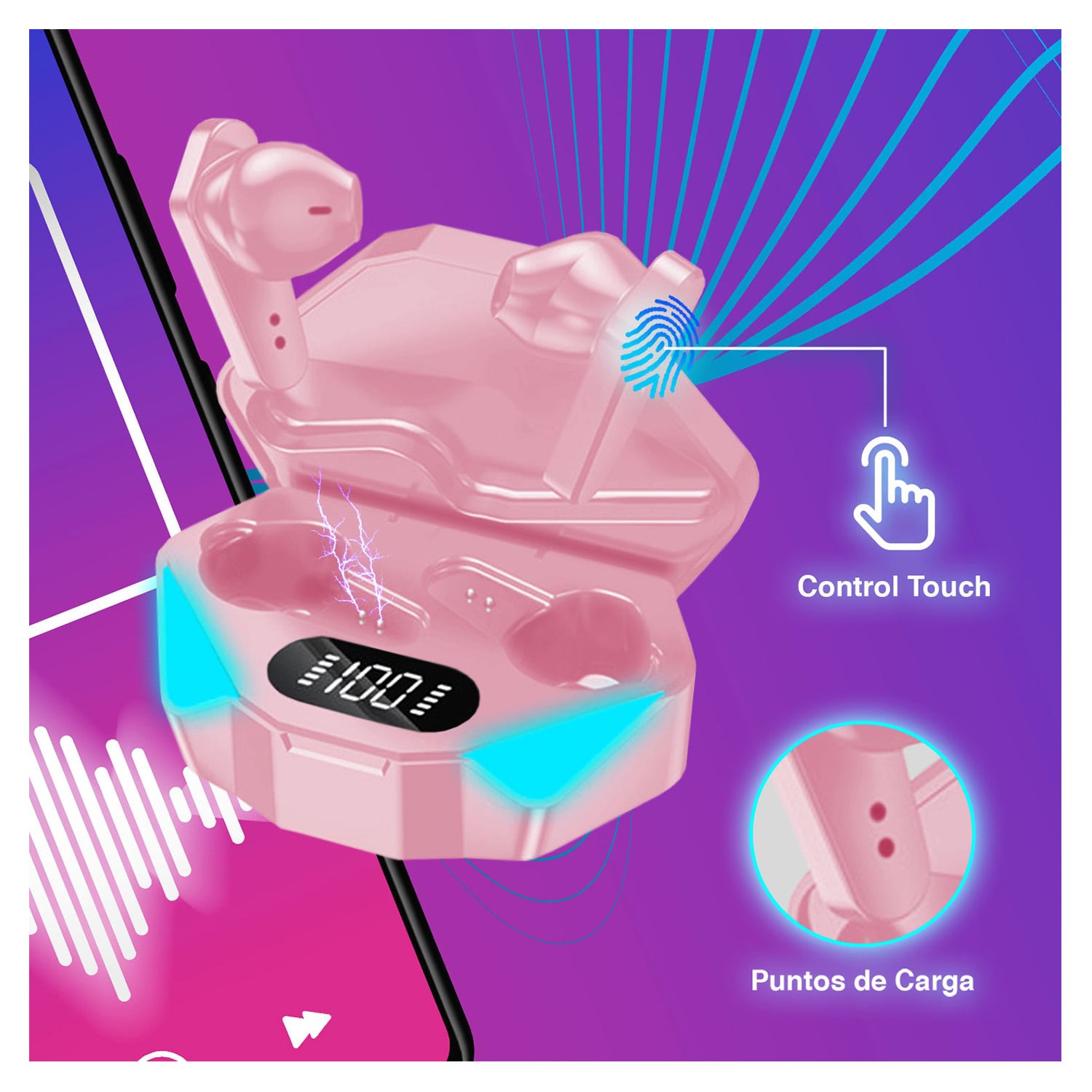 Foto 3 pulgar | Auriculares Reisen R1 Tws Bluetooth V5.1 Rosa - Venta Internacional