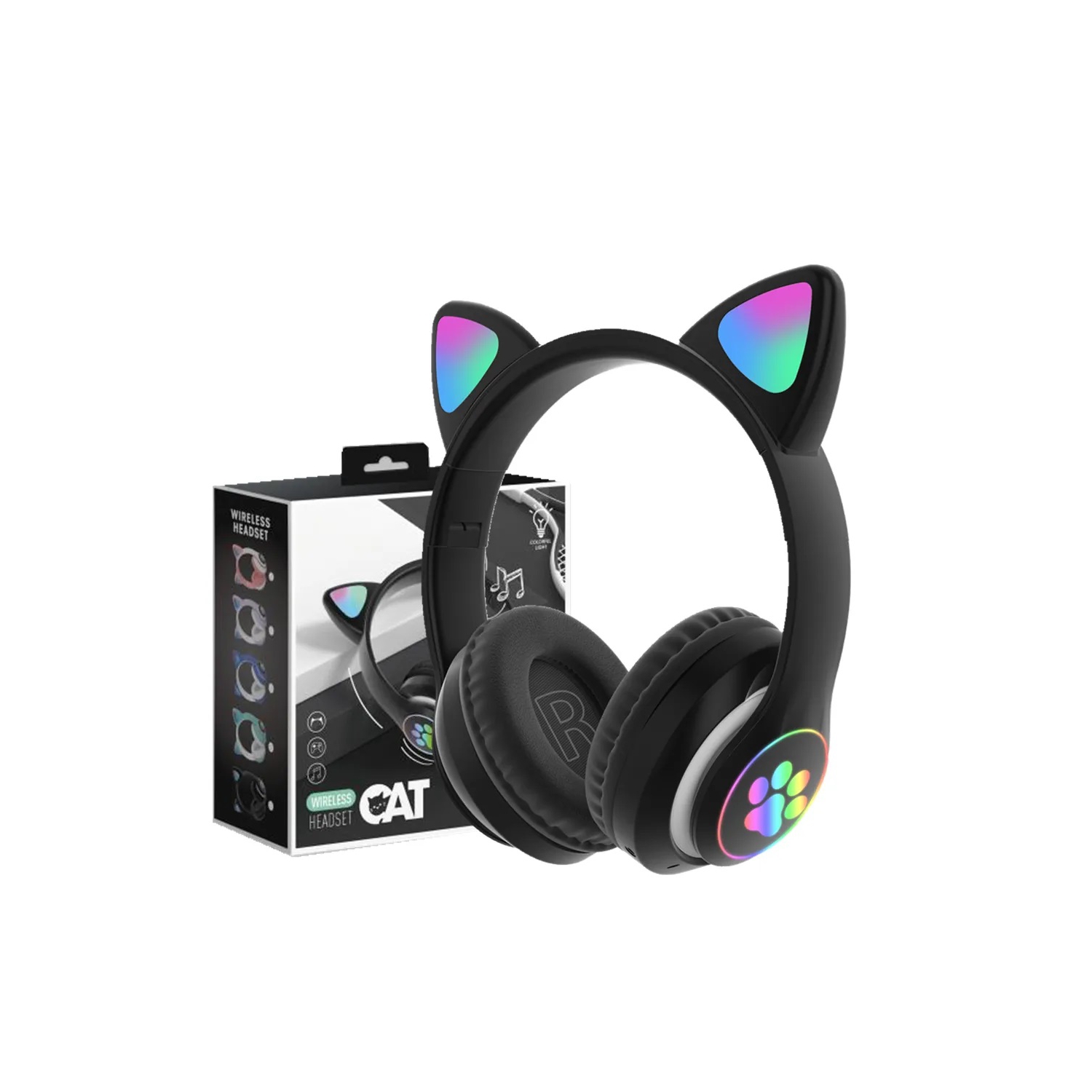 Auriculares Inalámbricos Bluetooth Rgb Cat Ears Bt 5.0 Negros - Venta Internacional