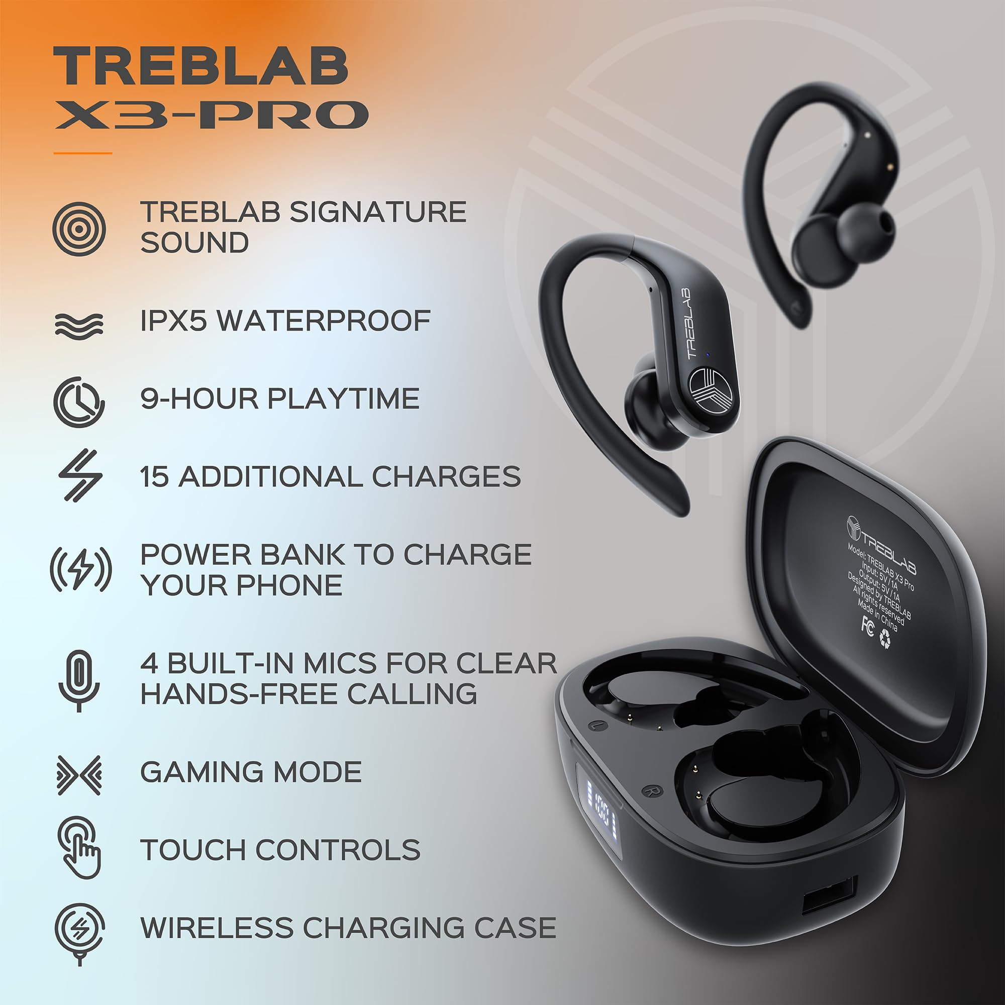 Foto 5 pulgar | Auriculares Inalámbricos Treblab X3-pro 145h Playtime Ipx5 a Prueba de Agua - Venta Internacional