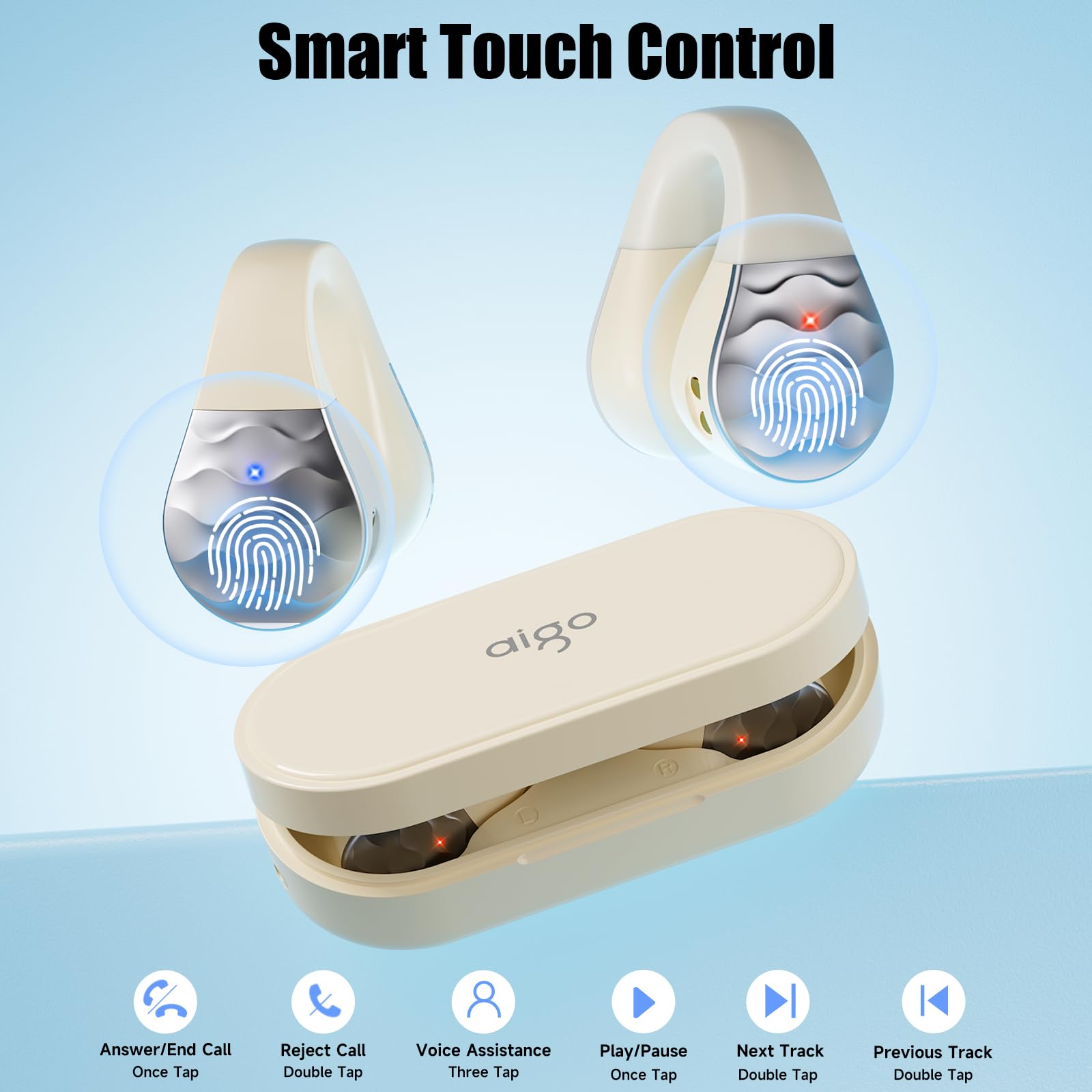 Foto 5 pulgar | Auriculares Inalámbricos Aigo Open Ear Clip Bluetooth 5.3 a Prueba de Agua - Venta Internacional