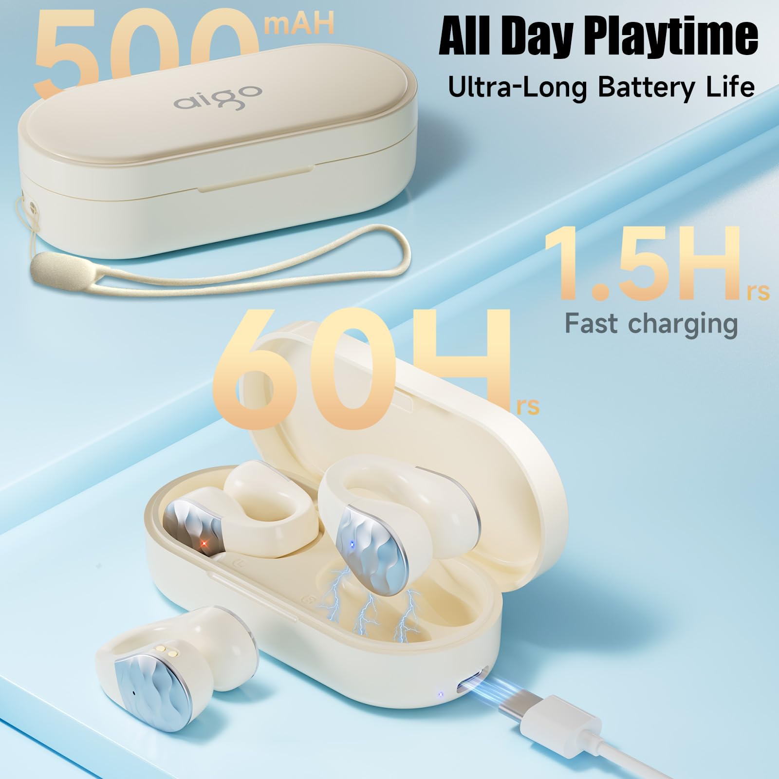 Foto 7 pulgar | Auriculares Inalámbricos Aigo Open Ear Clip Bluetooth 5.3 a Prueba de Agua - Venta Internacional