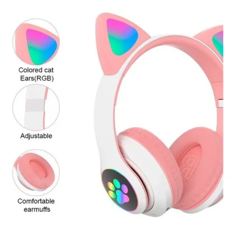 Foto 3 pulgar | Auriculares Inalámbricos Bluetooth Cat Ear Pink Stn-28 - Venta Internacional