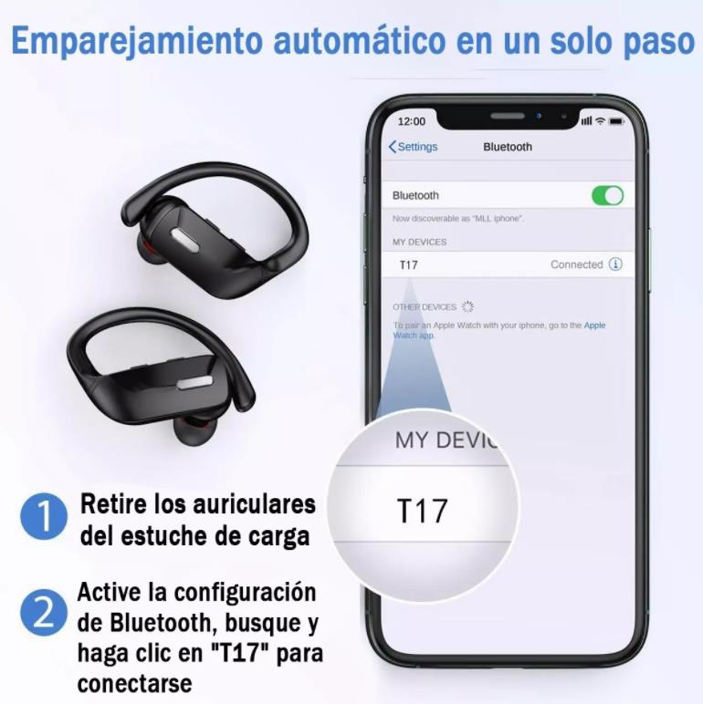 Foto 5 pulgar | Auriculares Bluetooth Anticaída para iPhone y Android - Venta Internacional