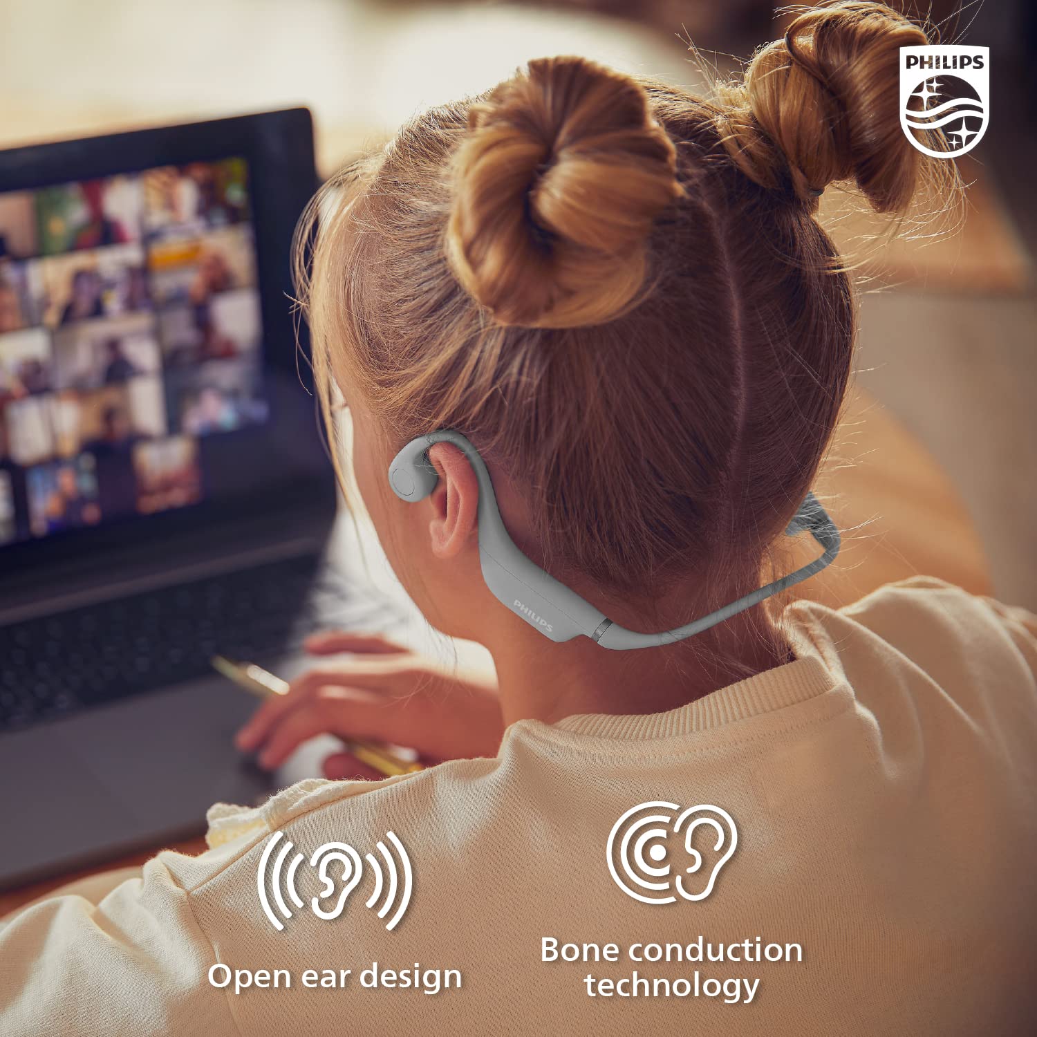 Foto 3 pulgar | Auriculares Bluetooth Philips de Oído Grises Abierto para Niños Tak4607gy - Venta Internacional