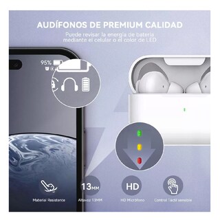 Foto 2 | Audífonos Inalámbricos Belug Para Ios Android Bt5.3 Blanco