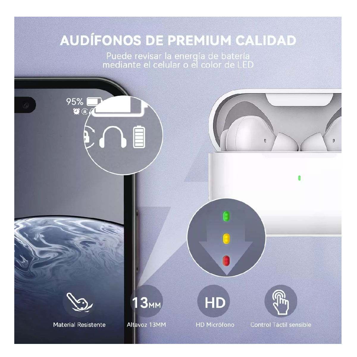 Foto 3 pulgar | Audífonos Inalámbricos Mini Microfono Para Ios Android Bt5.3 Blanco