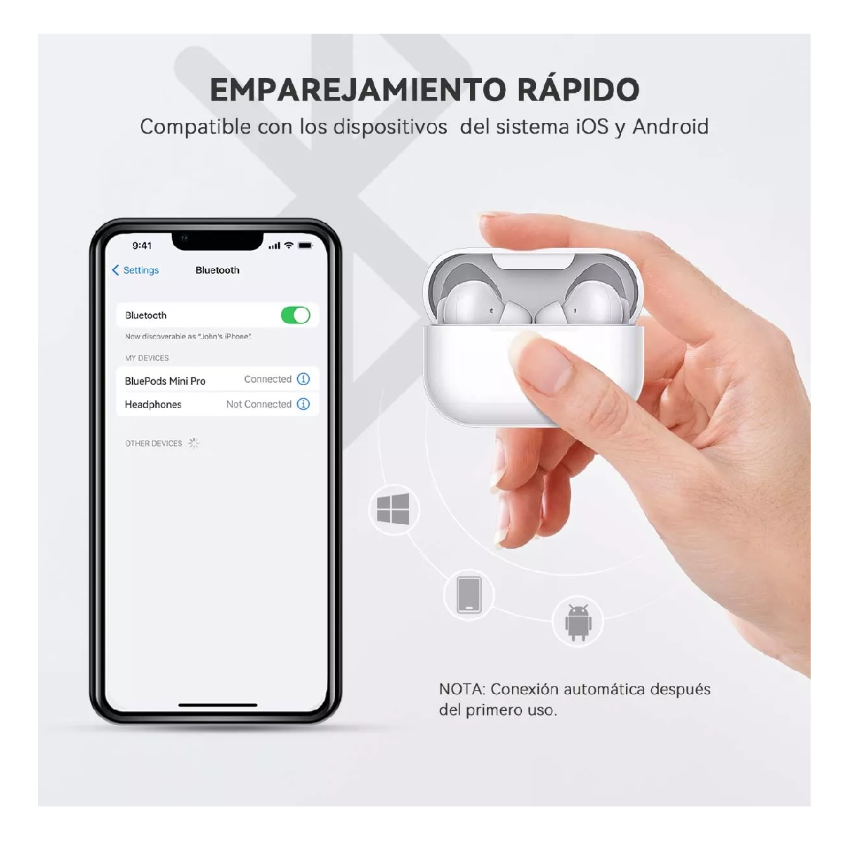 Foto 5 pulgar | Audífonos Inalámbricos Mini Microfono Para Ios Android Bt5.3 Blanco