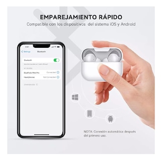 Foto 4 | Audífonos Inalámbricos Mini Microfono Para Ios Android Bt5.3 Blanco