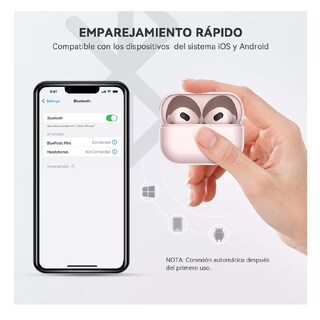 Foto 4 | Audífonos Inalámbricos Mini Microfono Para Ios Android Bt5.3 Rosa