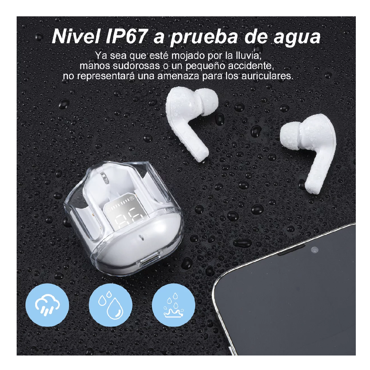 Foto 4 pulgar | Audífonos Inalámbricos Bluetooth 5.3 De Transparente Crysta Blanco