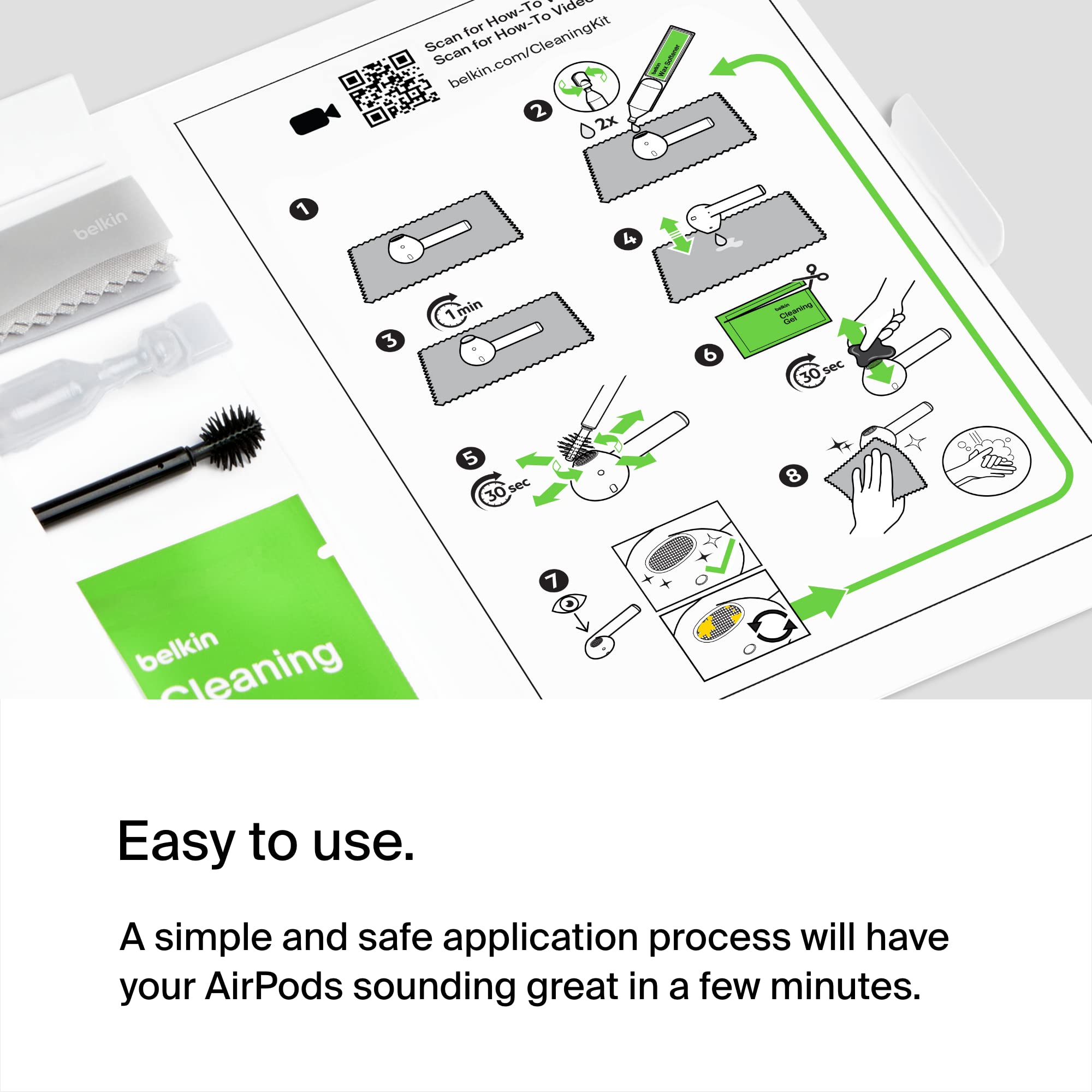 Foto 4 | Kit De Limpieza Para Airpods De Belkin Para Un Solo Uso Con Solución Limpiadora - Venta Internacional.