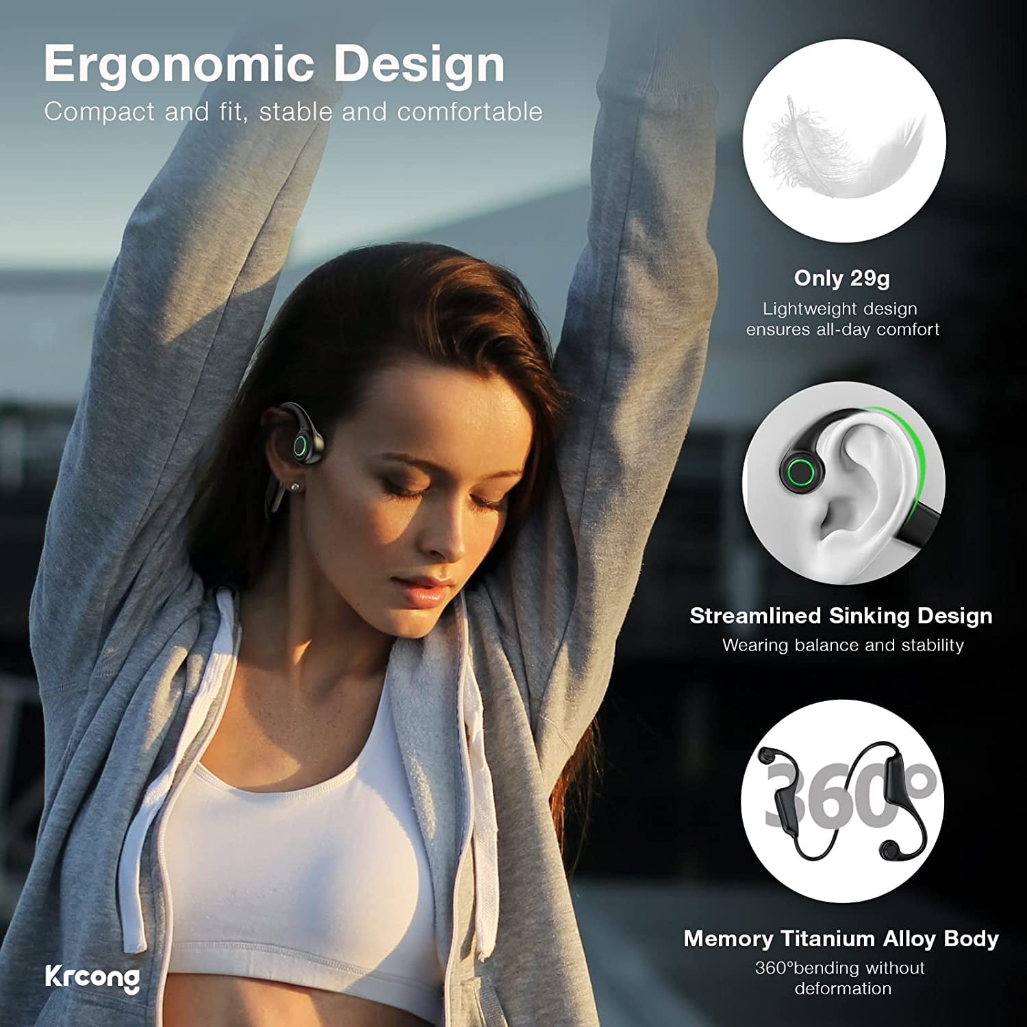 Foto 4 pulgar | Auriculares Bluetooth De Conducción Ósea Ipx5 A Prueba De Agua - Venta Internacional.