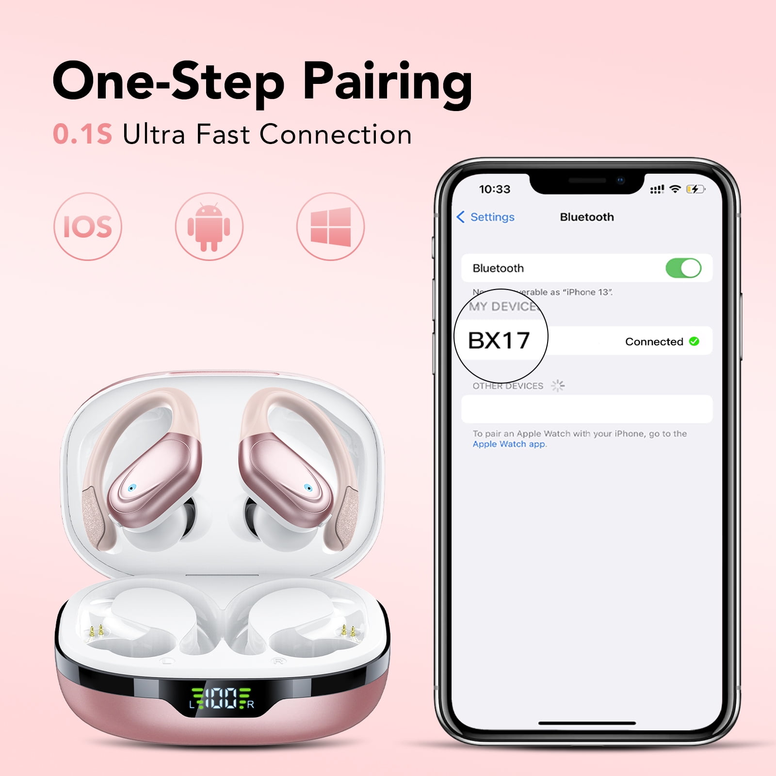 Foto 7 pulgar | Auriculares Inalámbricos Bluetooth 5.3 S26 Con 80 Horas De Reproducción Rose Go - Venta Internacional.