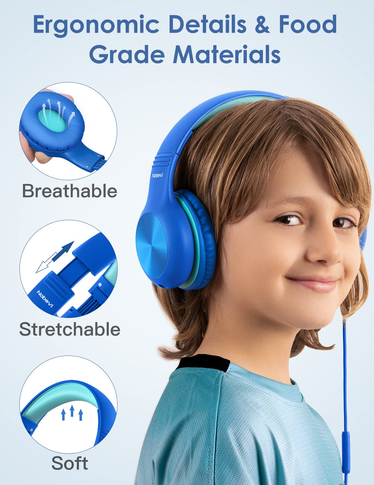 Foto 3 pulgar | Auriculares Supraaurales Nabevi Kids Con Micrófono Con Límite De Volumen De 85/94 Db - Venta Internacional.