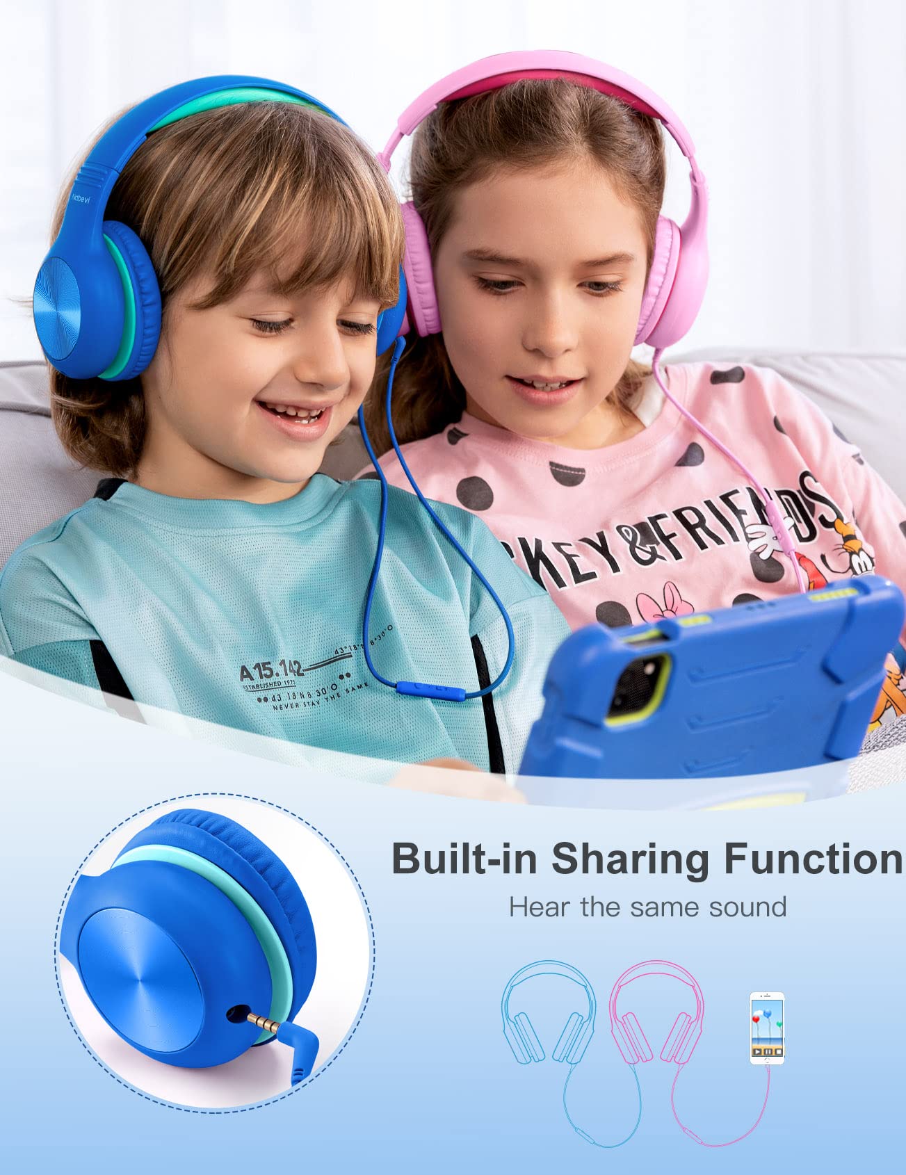 Foto 4 pulgar | Auriculares Supraaurales Nabevi Kids Con Micrófono Con Límite De Volumen De 85/94 Db - Venta Internacional.