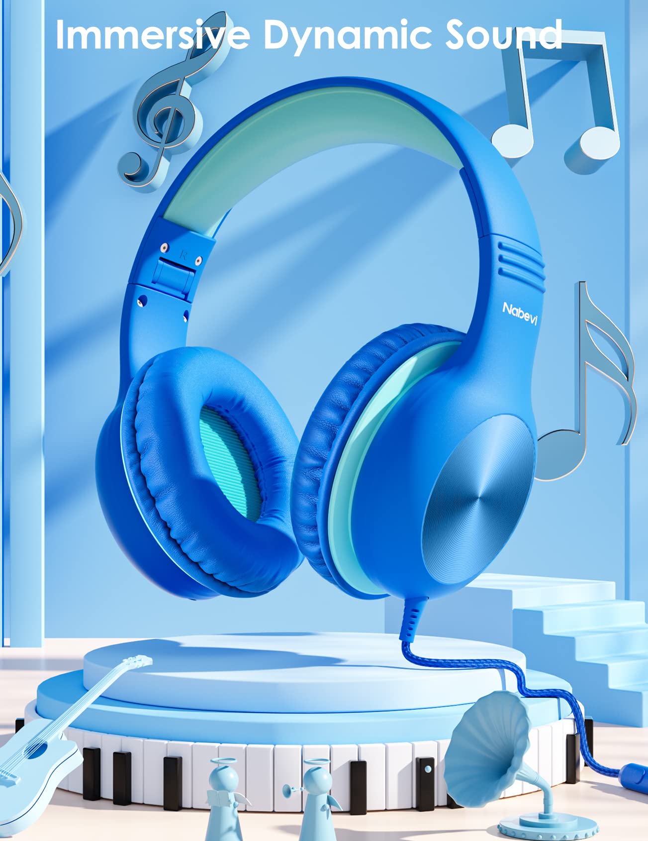 Foto 8 pulgar | Auriculares Supraaurales Nabevi Kids Con Micrófono Con Límite De Volumen De 85/94 Db - Venta Internacional.