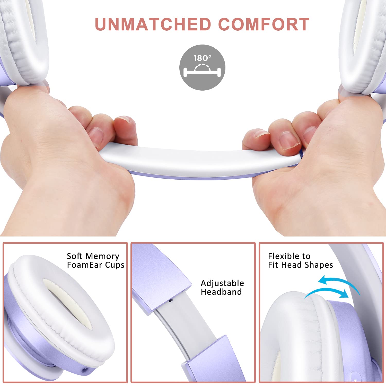 Foto 4 pulgar | Auriculares Bluetooth Zihnic Para Colocar Sobre Las Orejas, Plegables, Inalámbricos, Morados - Venta Internacional.