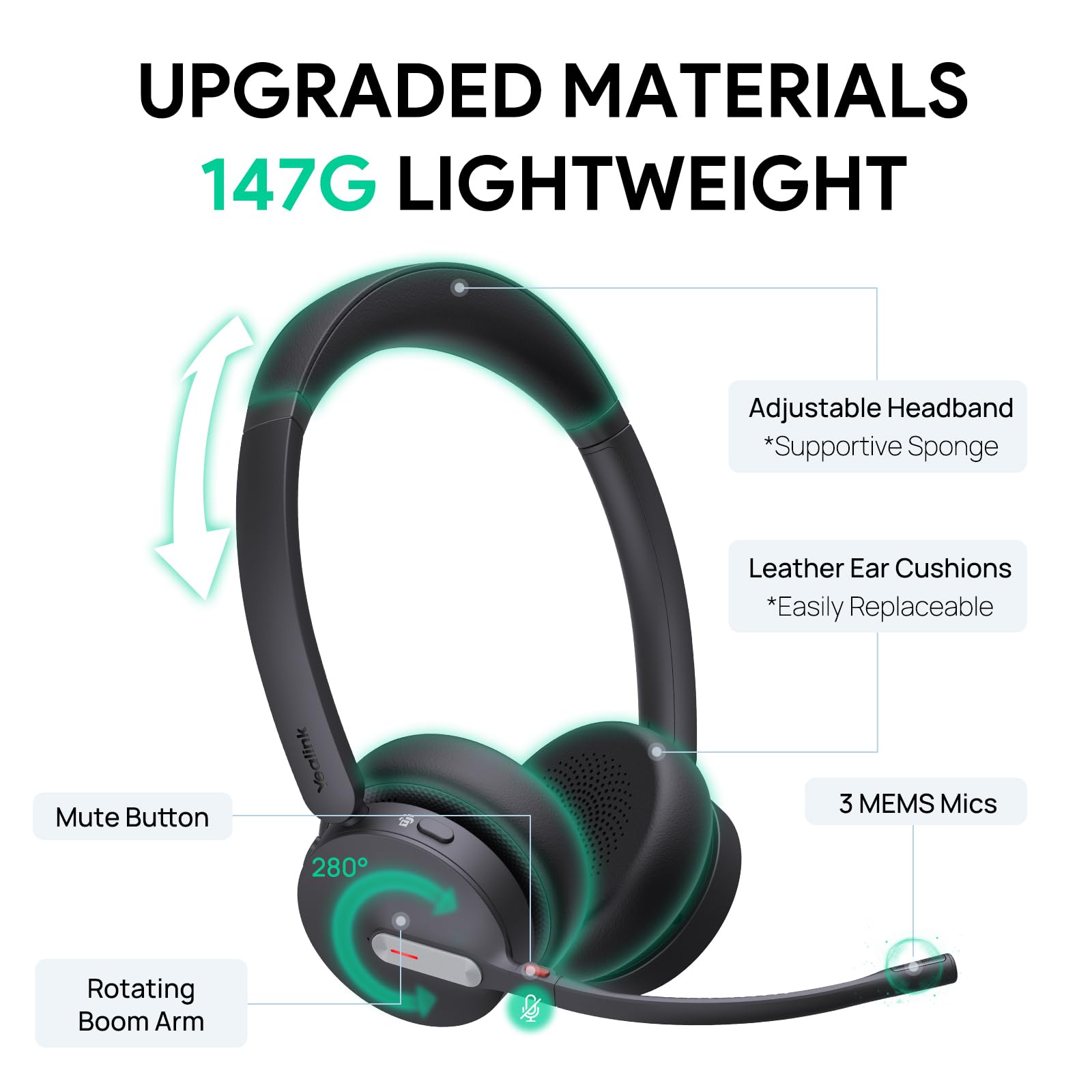 Foto 4 pulgar | Auriculares Inalámbricos Yealink Bh70 Con Micrófono Bluetooth 35h Talk - Venta Internacional.