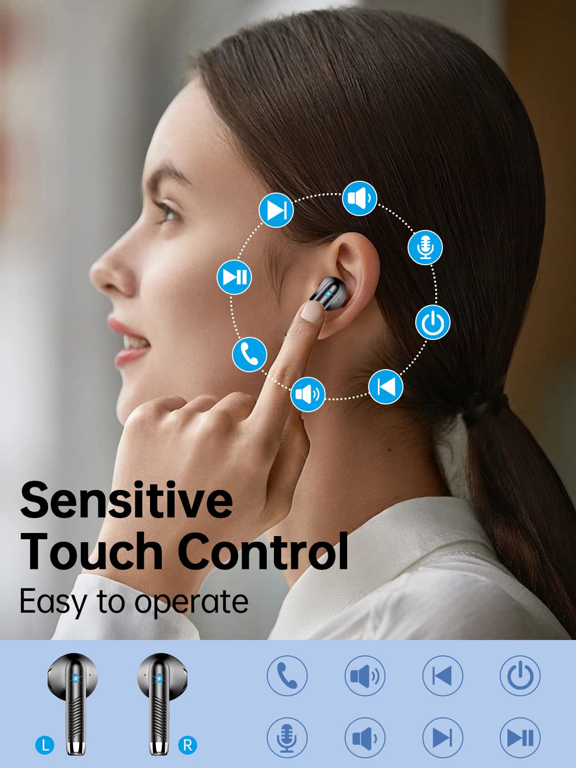 Foto 6 | Auriculares Inalámbricos Bluetooth 5.3, 40 Horas De Reproducción, Ip7, Impermeables - Venta Internacional.