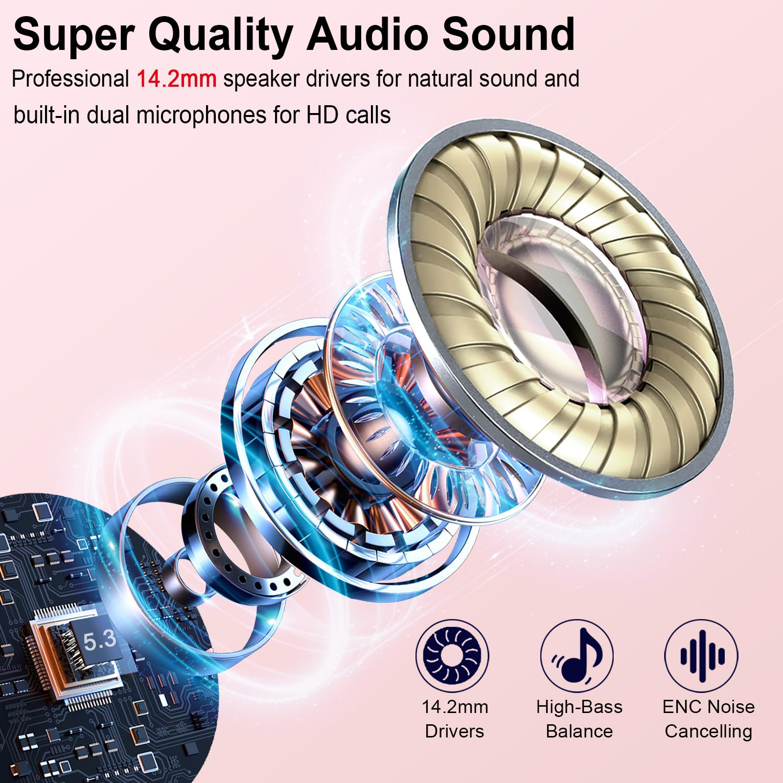 Foto 4 pulgar | Auriculares Inalámbricos Rinsmola Md053 Bluetooth 5.3 Hi-fi Stereo - Venta Internacional.