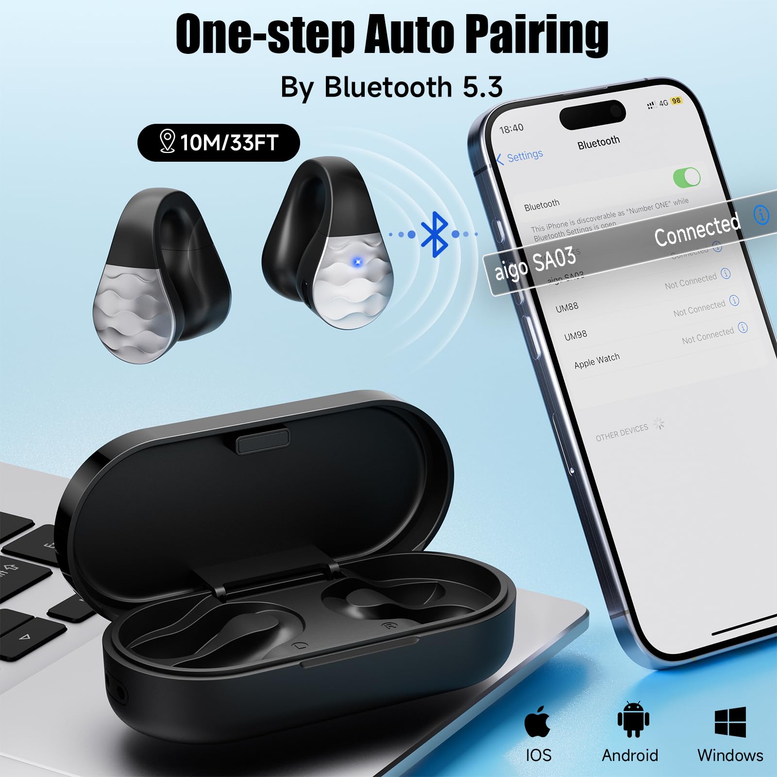 Foto 3 pulgar | Auriculares Inalámbricos Aigo Bluetooth Con Micrófono A Prueba De Agua - Venta Internacional.