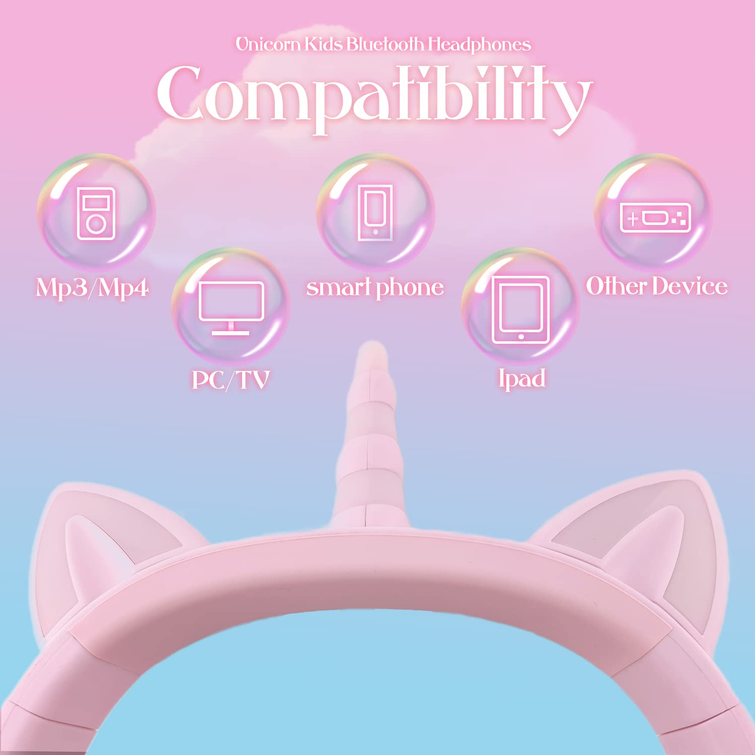 Foto 4 pulgar | Auriculares Yusonic Unicorn Kids Bluetooth Plegables Morados - Venta Internacional.