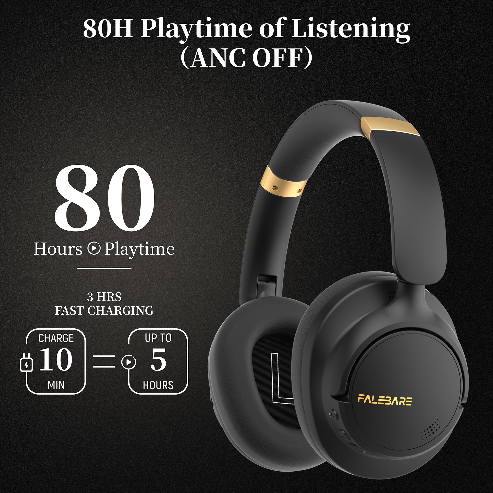 Foto 3 pulgar | Auriculares Falebare Con Cancelación De Ruido Bluetooth 5.3 80h Playtime - Venta Internacional.