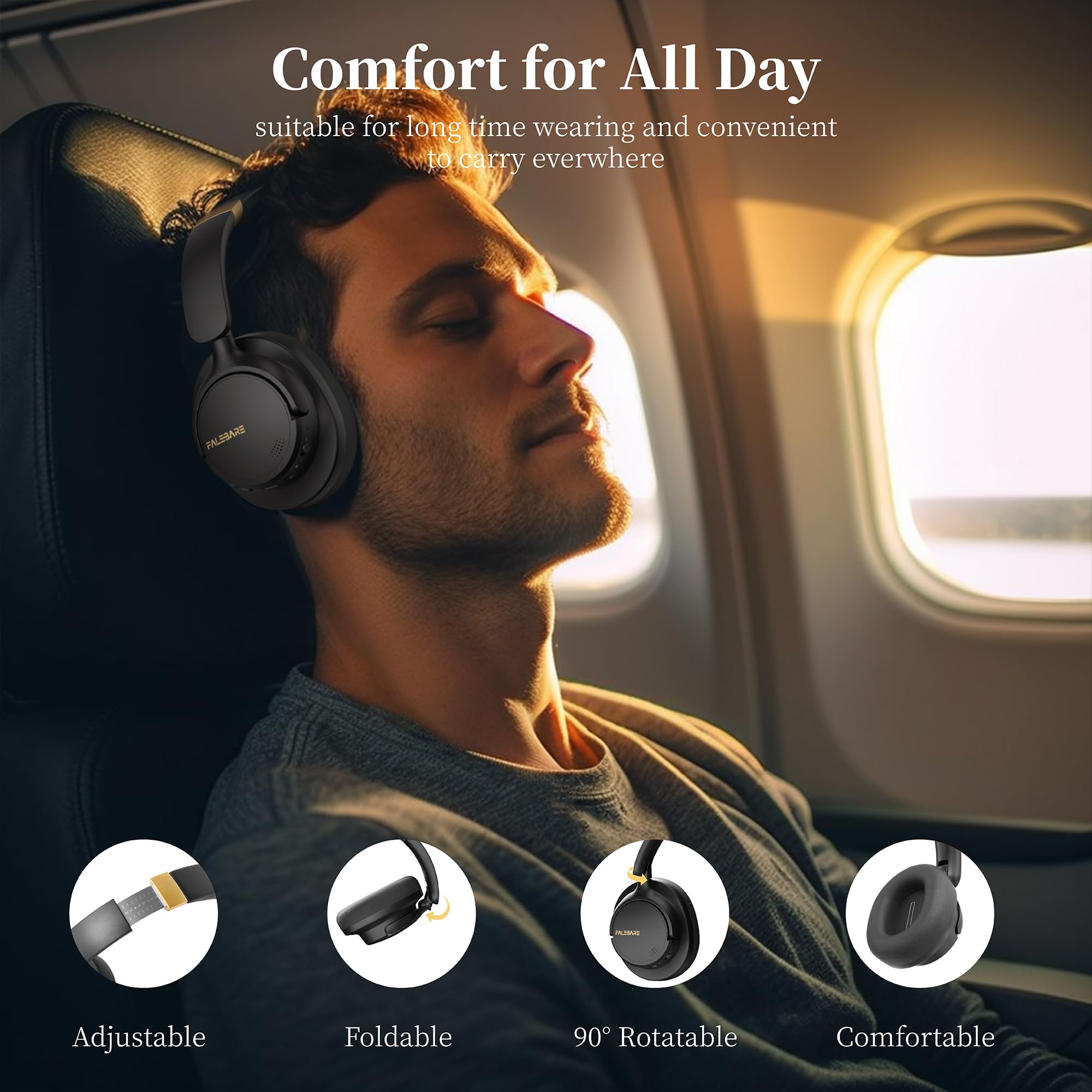 Foto 5 pulgar | Auriculares Falebare Con Cancelación De Ruido Bluetooth 5.3 80h Playtime - Venta Internacional.