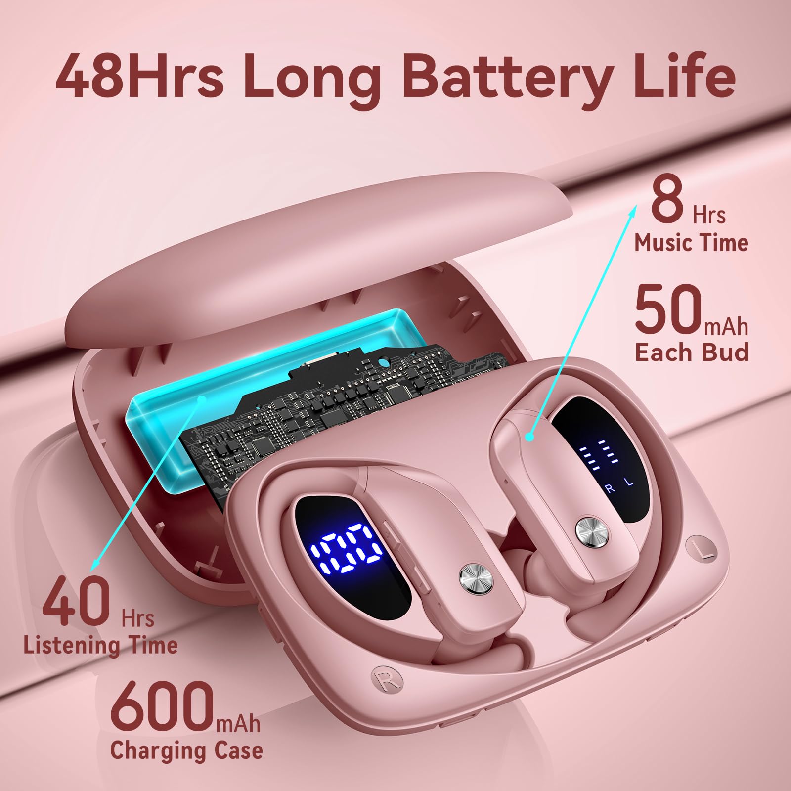 Foto 4 pulgar | Auriculares Inalámbricos Bmani T16 Bluetooth Con Led Rosa - Venta Internacional.