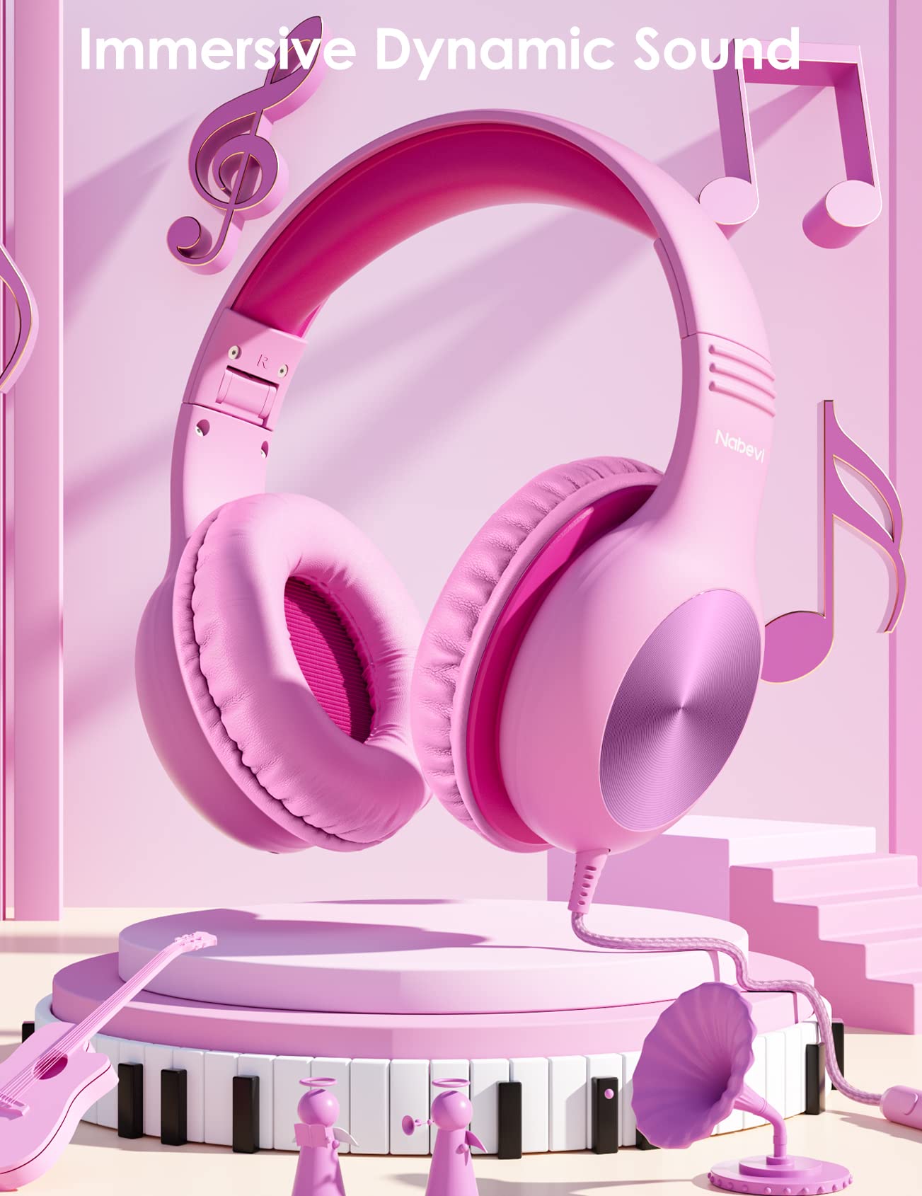 Foto 3 pulgar | Auriculares Nabevi Kids Con Micrófono Externo [rosa] - Venta Internacional.