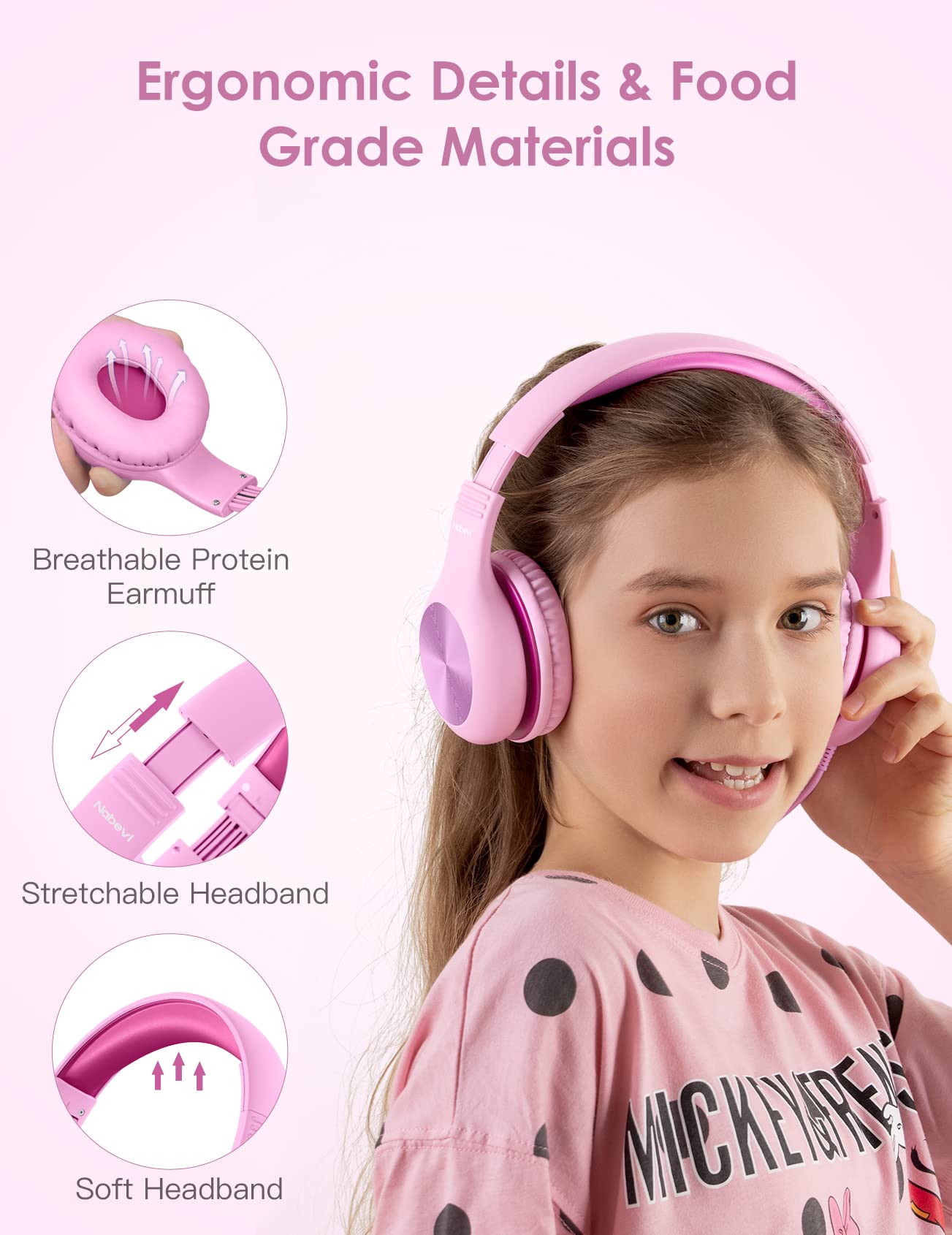 Foto 6 pulgar | Auriculares Nabevi Kids Con Micrófono Externo [rosa] - Venta Internacional.