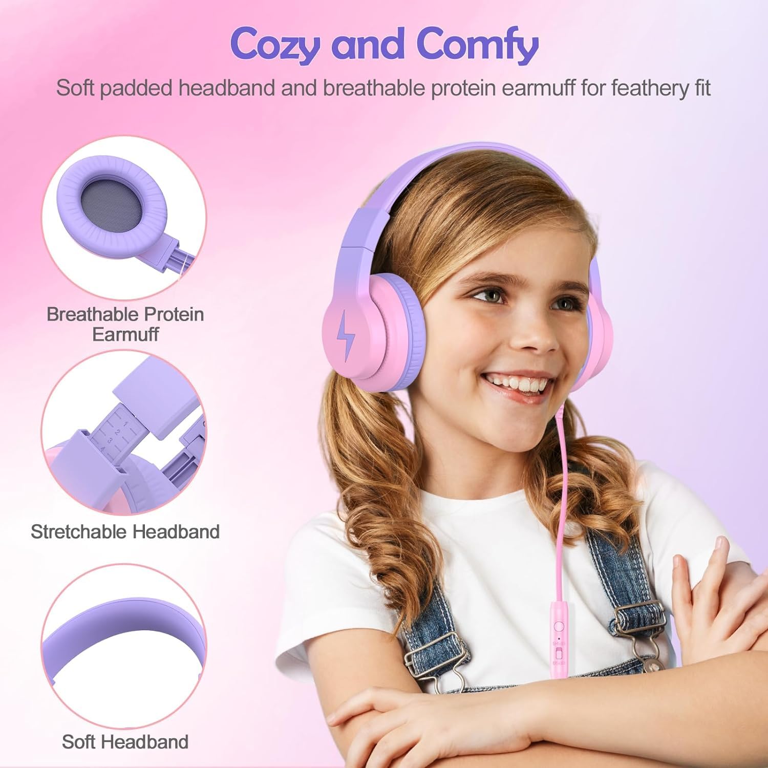 Foto 4 | Auriculares Candy Bila Kids Con Cable Y Límite De Volumen Para Micrófono - Venta Internacional.