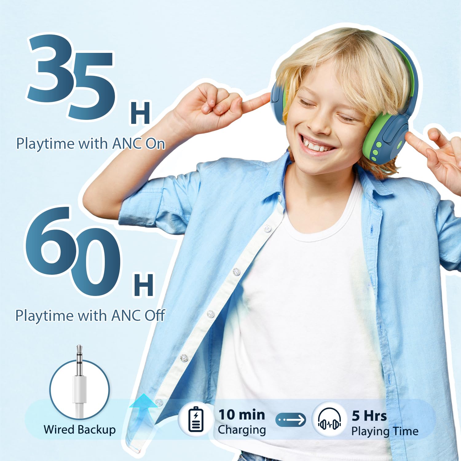 Foto 5 pulgar | Auriculares Iclever Bth20 Con Cancelación Activa De Ruido Para Niños 60h Play - Venta Internacional.