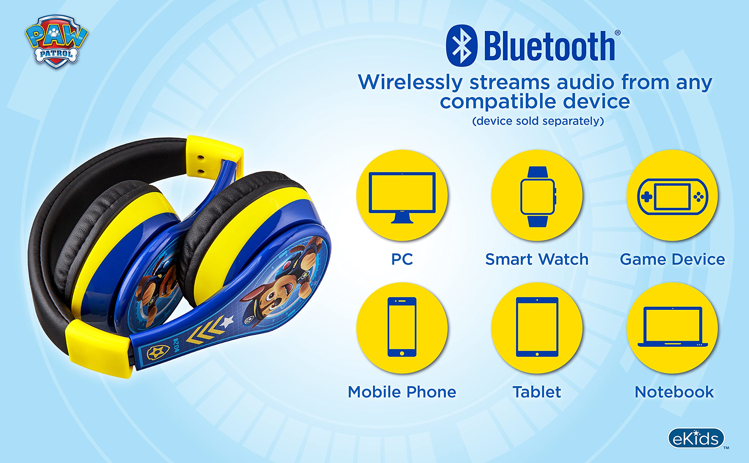 Foto 5 pulgar | Auriculares Bluetooth Ekids Paw Patrol Kids Con Micrófono - Venta Internacional.