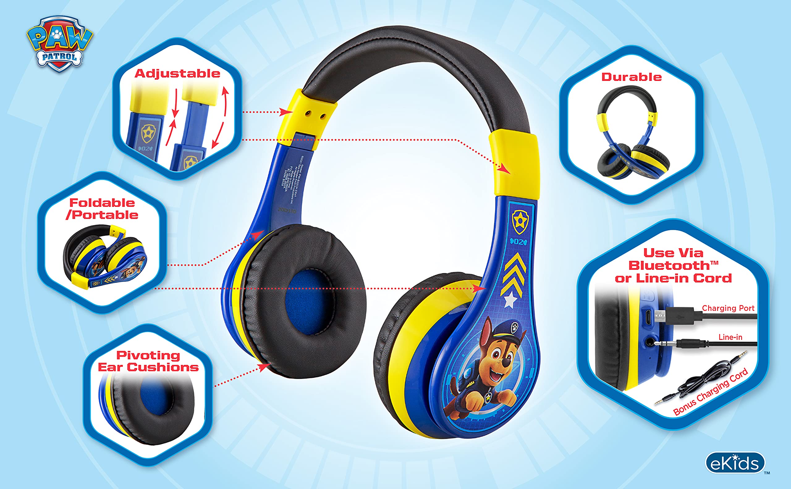 Foto 6 pulgar | Auriculares Bluetooth Ekids Paw Patrol Kids Con Micrófono - Venta Internacional.