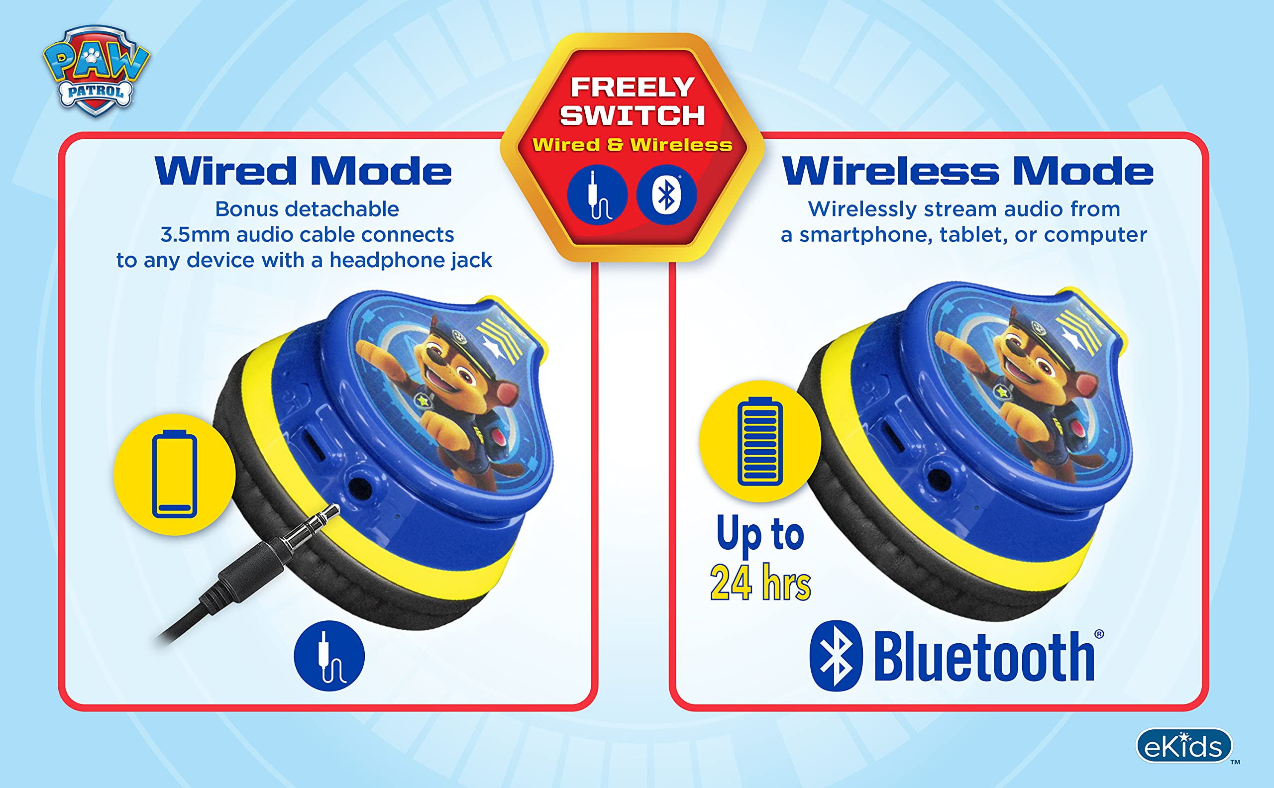 Foto 7 pulgar | Auriculares Bluetooth Ekids Paw Patrol Kids Con Micrófono - Venta Internacional.