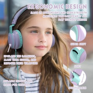 Foto 4 | Auriculares Mokata Kids Volume Limited 85/96 Db Con Cable Violeta Claro - Venta Internacional.