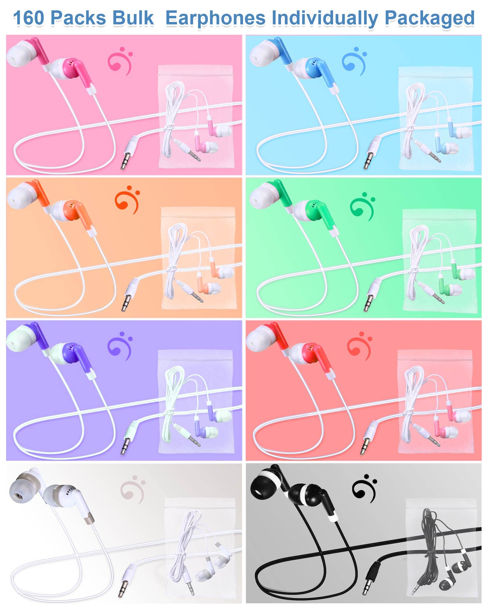 Foto 4 pulgar | Paquetes De 160 Auriculares Konohan A Granel Con Cable Para El Aula De Niños - Venta Internacional.