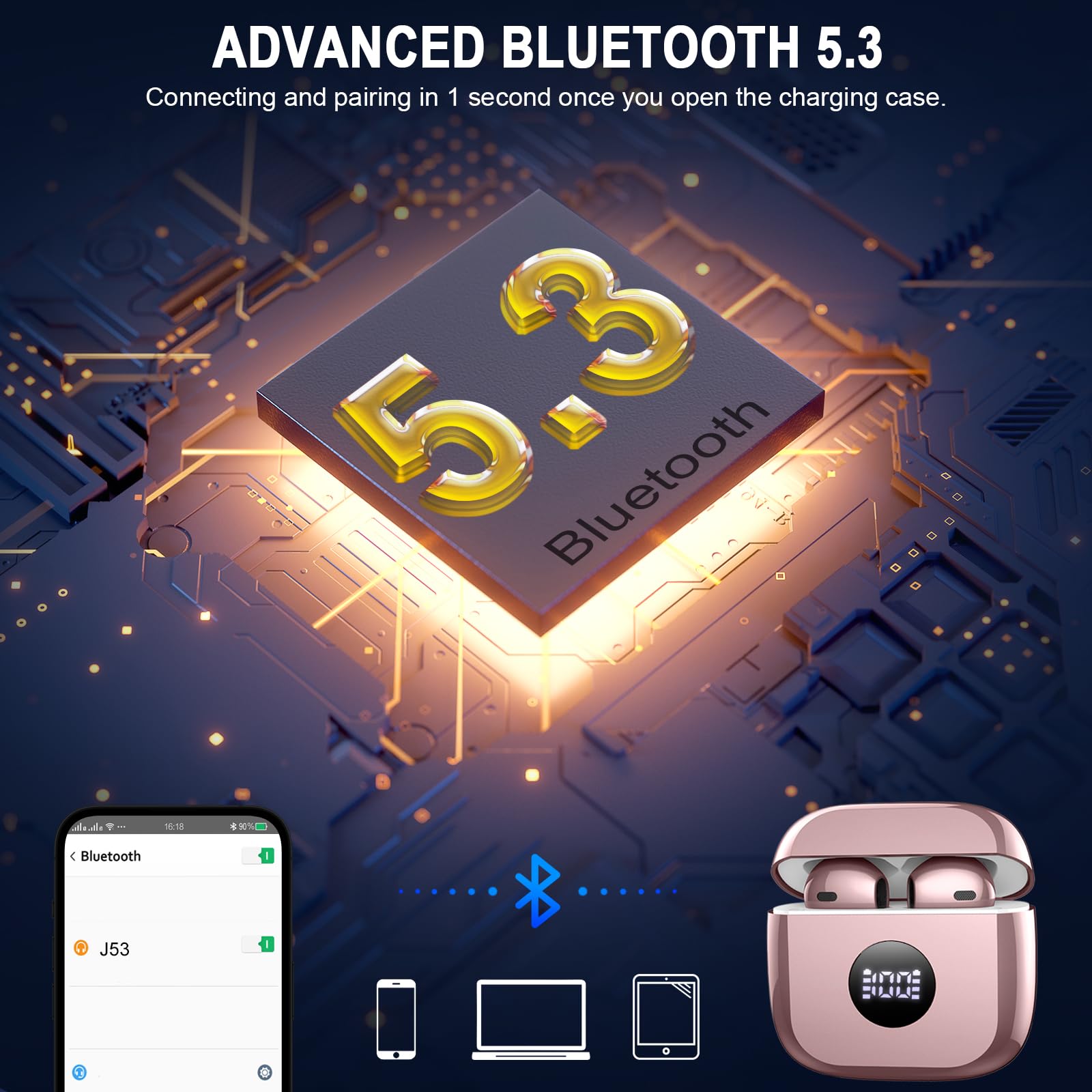 Foto 5 pulgar | Auriculares Inalámbricos Jxrev Bluetooth 5.3 Con Reproducción De 40 Horas Ip7 - Venta Internacional.