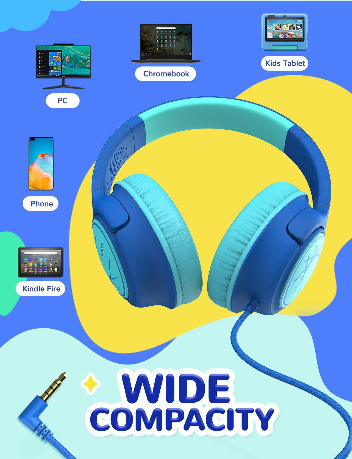 Foto 8 pulgar | Auriculares Iclever Kids Hs26 Con Cable, 85 Dba, Volumen Seguro, Azul - Venta Internacional.