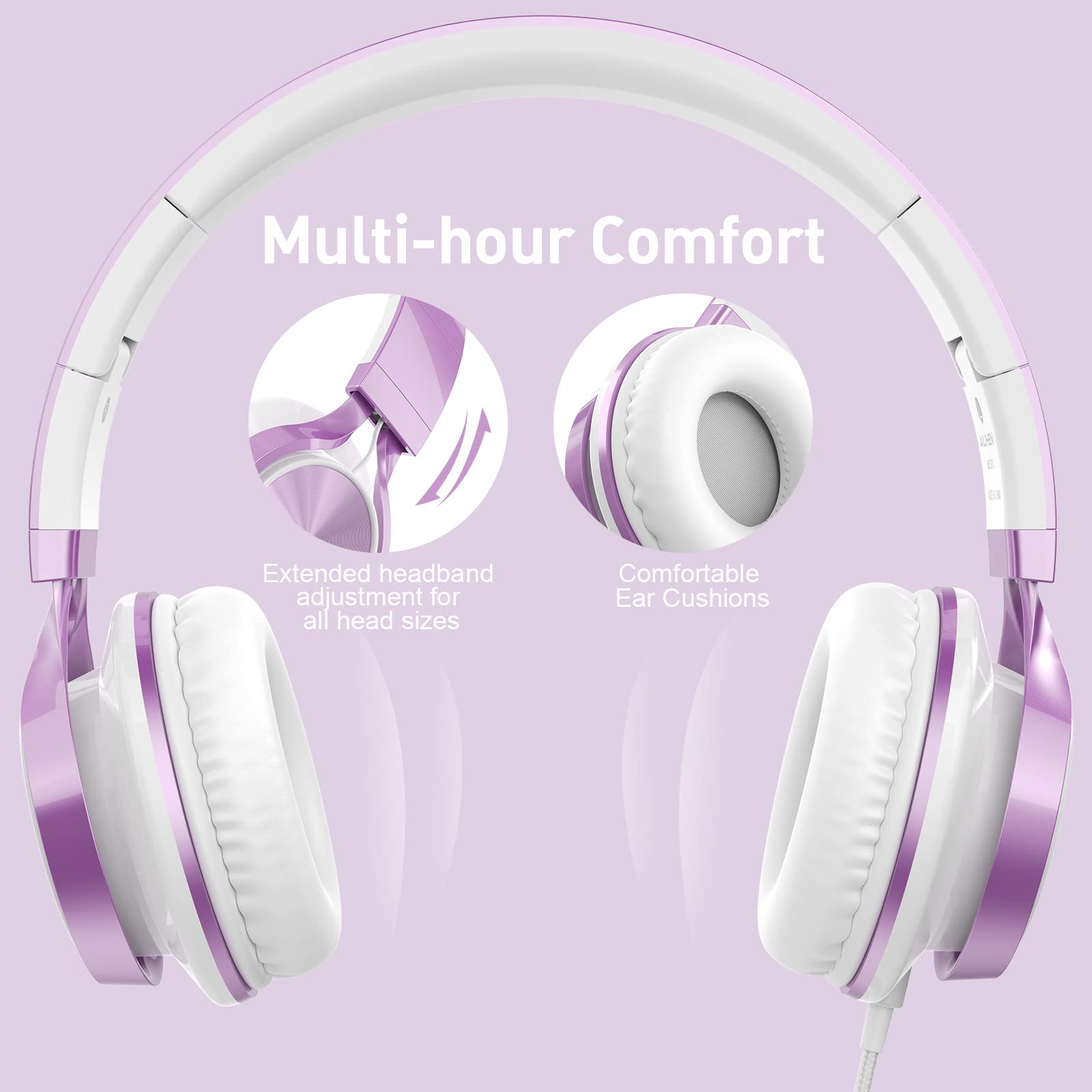 Foto 7 pulgar | Auriculares Ailihen Ms300 Para Niñas En Edad Escolar Con Micrófono Morado - Venta Internacional.