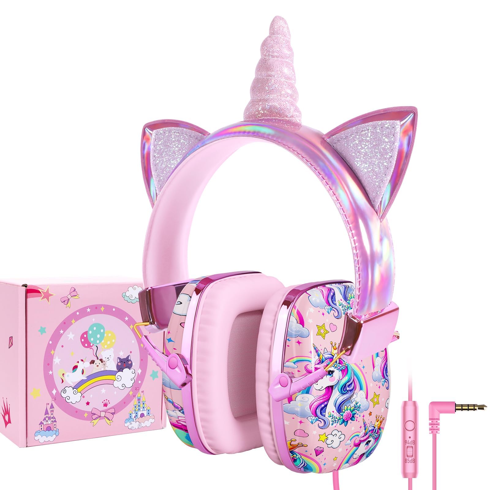 Foto 2 pulgar | Auriculares Tcjj Unicorn Para Niñas Con Micrófono Y Conector De 3,5 Mm, Color Rosa - Venta Internacional.