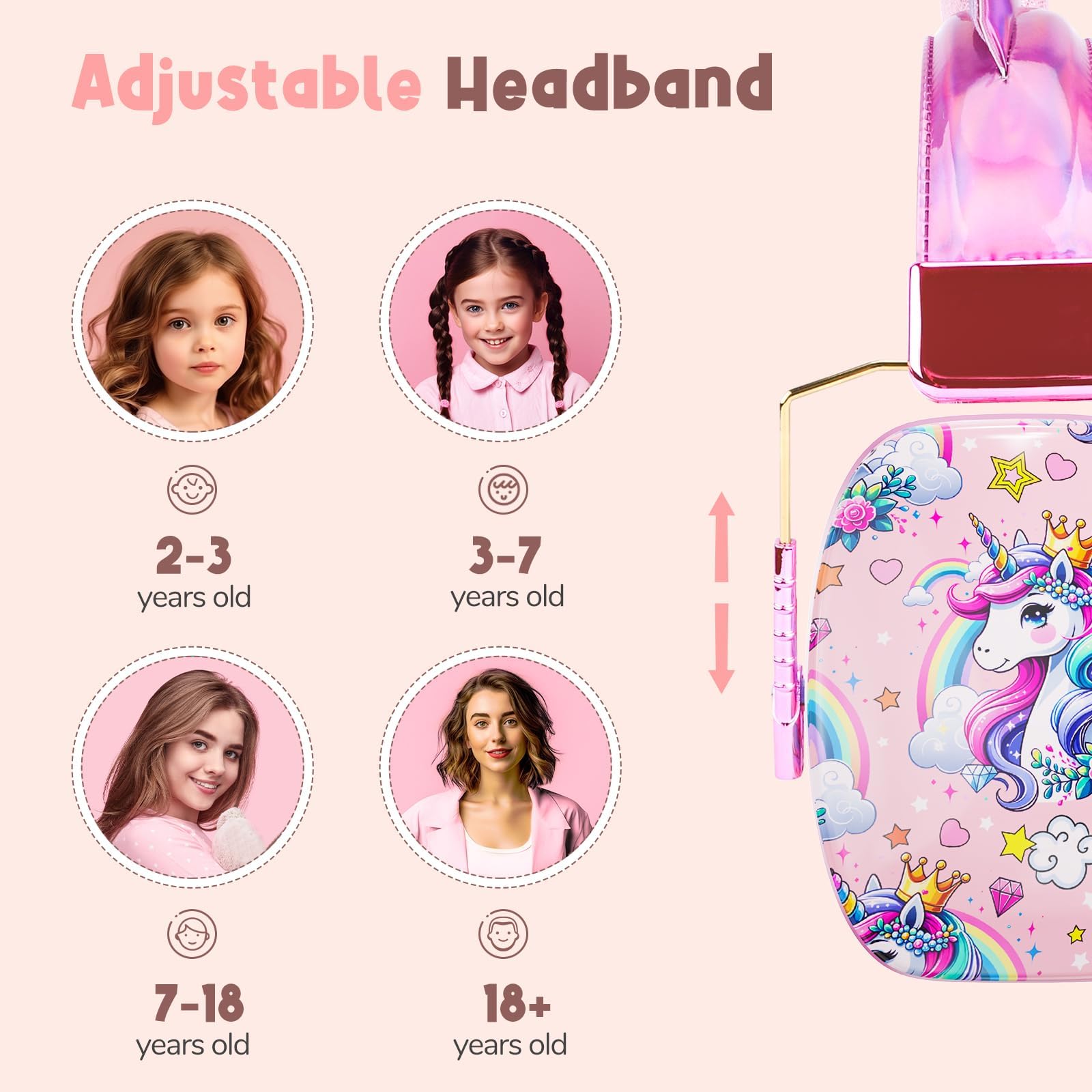 Foto 5 pulgar | Auriculares Tcjj Unicorn Para Niñas Con Micrófono Y Conector De 3,5 Mm, Color Rosa - Venta Internacional.