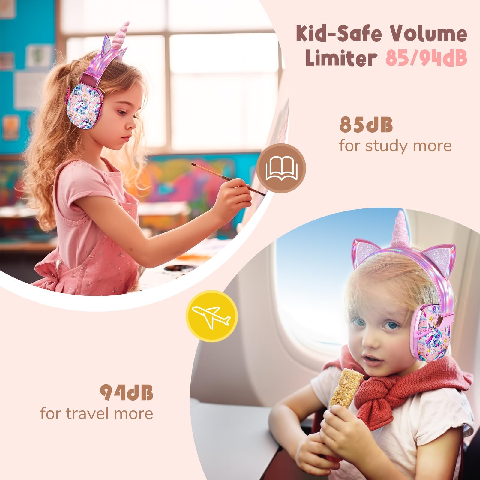 Foto 6 pulgar | Auriculares Tcjj Unicorn Para Niñas Con Micrófono Y Conector De 3,5 Mm, Color Rosa - Venta Internacional.