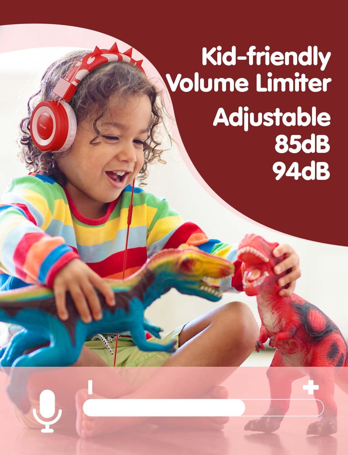 Foto 4 pulgar | Auriculares Simjar Dinosaur Kids Con Micrófono Y Limitador De Volumen - Venta Internacional.