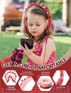Foto 6 | Auriculares Simjar Dinosaur Kids Con Micrófono Y Limitador De Volumen - Venta Internacional.
