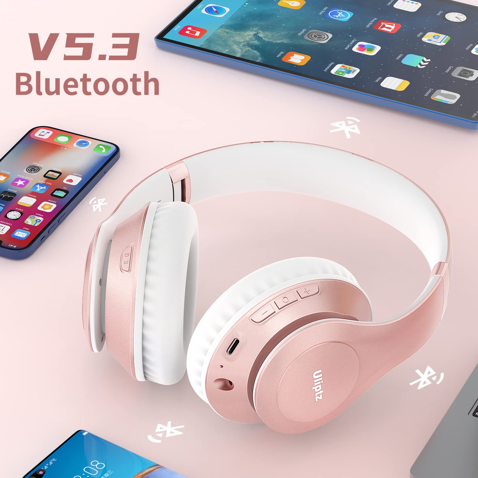 Foto 4 pulgar | Auriculares Inalámbricos Bluetooth Uliptz 65h Playtime Rose Gold - Venta Internacional.